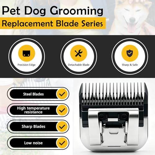 Size 3 3/4FC 13MM Dog Grooming Clipper Blades with Andis/Oster A5/Wahl KM10 | OwnLifeYF Detachable Stainless Steel Pet Clipper Replacement Blade, Cut Length 1/2"(13mm), Compatible Accessory - size: 3-3/4FC: 1/2" (13 mm)-Black