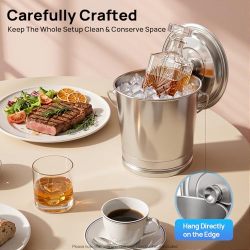 8L Stainless Steel Bucket with Lid & Handle, Silver Milk Pail | Metal Bucket Multipurpose Storage Container for Pet Food Rice Sand Ice - size: 8L