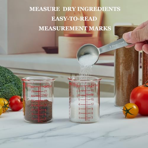 Ackers BORO3.3 4 oz/120 ml Glass Measuring Cup with V-Shaped Spout, 1 Count | 3.3 borosilicate glass with a wide opening and five printed measurement units for small-batch cooking, baking and drink prep - size: 120 ML (4 Oz)-SINGLE