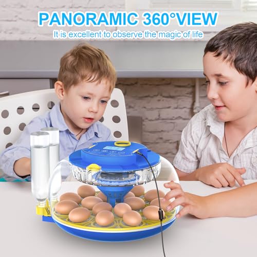 18 Egg Incubators for Hatching Eggs with Temperature Control, Egg Incubator with Automatic Egg Turning and Humidity Display, Built-in Egg Candler Incubator for Chicken Eggs, Duck, Goose & Quail