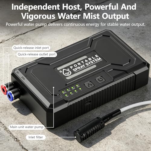 Misters for Outside Patio with 15L Bucket, Standing Portable Misting Cooling System with Adjustable Height(up to 47in), with 10000mAh Water Pump, 8 Nozzles, for Outdoor Patio Cooling Pool BBQ