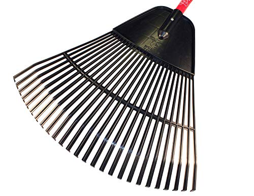 Bully Tools Poly Lawn and Leaf Rake - Fiberglass Handle, 24-Inch - Commercial Grade Heavy Duty Poly Tines, 90 Degree Teeth - Ideal Rake for Leaves, Gardening and Landscaping - 100% Made in The USA