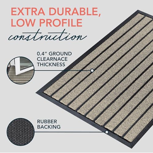 ubdyo Extra Durable Door Mat Outside Entrance (36" x 24", Bright Beige) | Dirt Trapping, Non-Slip Backing, Indoor or Outdoor Use, Welcome Mat, Low Profile, Natural Rubber, Stain Fade Resistant - color: Bright Beige, size: 36" x 24" (Rectangular)