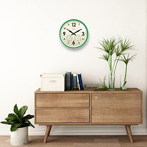 Cloudnola Indoor Outdoor Waterproof Metal Wall Clock with Thermometer and Hygrometer, Green, 12 inch Silent Non-Ticking Battery Operated Quality Quartz Round Clock for Patio and Home Decor