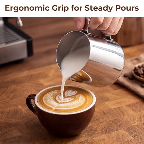 Vakoo Milk Frothing Pitcher, 20oz, 304 Stainless Steel Frother Cup | Dual Scale, Latte Pen Included, Barista Grade, for Espresso Machine, Coffee, Cappuccino, 12oz/20oz/32oz Available - size: 20 Ounces