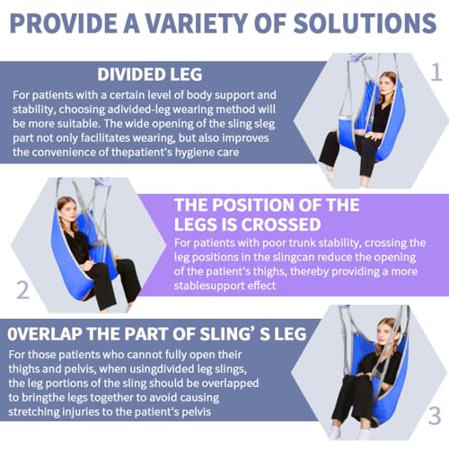 EZ Assistive Patient Lift Divided Leg Sling with Lower Back, Patient Lift Sling for Transfer and Positioning and Lifting, 500lb Weight Capacity (Blue, Large-Pack of 1 pc) - color: Blue, size: Large-Pack of 1 pc
