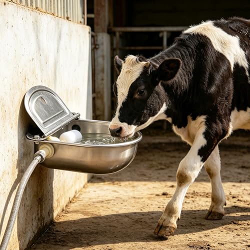 304 Stainless Steel Automatic Water Bowl for Dogs,Chickens& Livestock | 2.5L Auto-Fill Float Valve Waterer for Horse & Poultry,Outdoor Self-Filling Water Dispenser with Drain Hole ,2 Float Valve