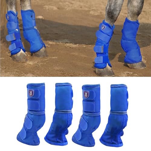 Harrison Howard Horse Leg Guard Stomp Reduction Hook and Loop Closures Rubbing Prevention - color: Deep Blue, size: Arab Medium (Pack of 4)