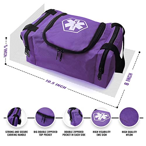 ASA TECHMED First Aid Responder EMS Emergency Medical Trauma Bag EMT, Fire Fighter, Police Officer, Paramedics, Nurse, Purple - color: Purple