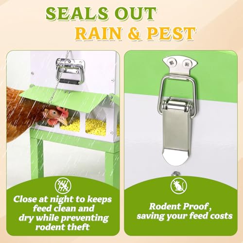 110LB Metal Chicken Feeder with 18 Ports&Legs No Waste Rat Proof | Large Galvanized Weatherproof Poultry Feeder, Fit Chickens, Ducks,Geese,No Assembly,Rainproof For Backyard Coops & Flocks