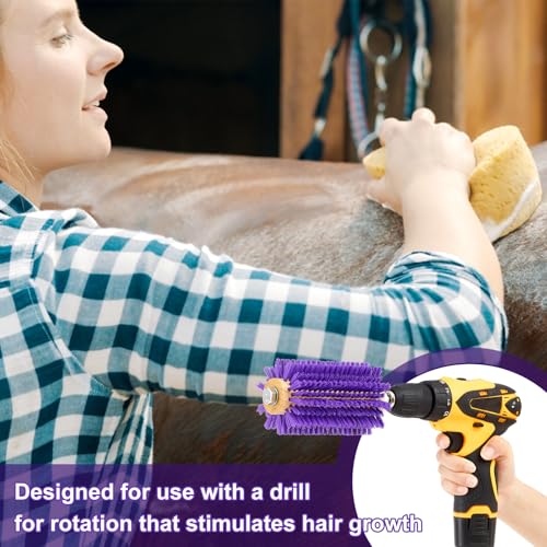 Willinglong 2 Pcs 5.35 inches Livestock Mini Drill Scratch Brush Purple Brush Grooming Kit Suitable for Cattle, Cows, Horses, Sheep and Pigs - size: 5.35 Inch
