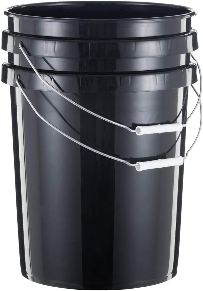 United Solutions 5-Gallon Heavy-Duty Buckets with Snap-On Lids, 6-Pack – BPA-Free, Food-Grade Plastic, Multi-Purpose Storage for Home, DIY, and Job Sites – Black