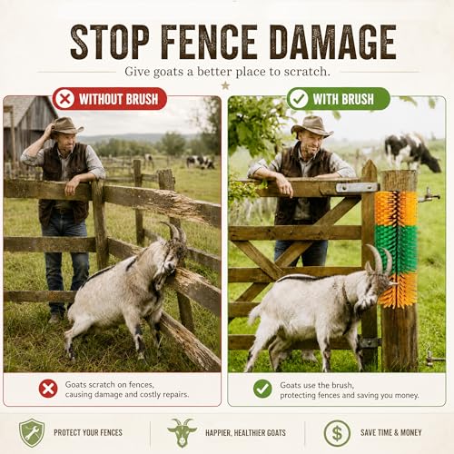 Livestock Scratching Brush, 4-Pack-Grooming Posts for Cows, Horses, Goats and Pigs with 8 Screws, Help Relieve Discomfort in Livestock and Prevent Damage to Fences - color: Yellow-4PCS