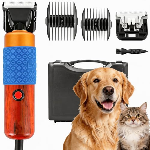 Dog Clippers for Grooming Thick Hair, 200W Sheep Shears, Pet Clipper Kit | Corded Dog Hair Trimmer with Spare Blade, Stepless 2000-6600 RPM, 10ft Cable, Low Noise, for Dogs, Sheep, Goats and Alpacas - size: 10 feet