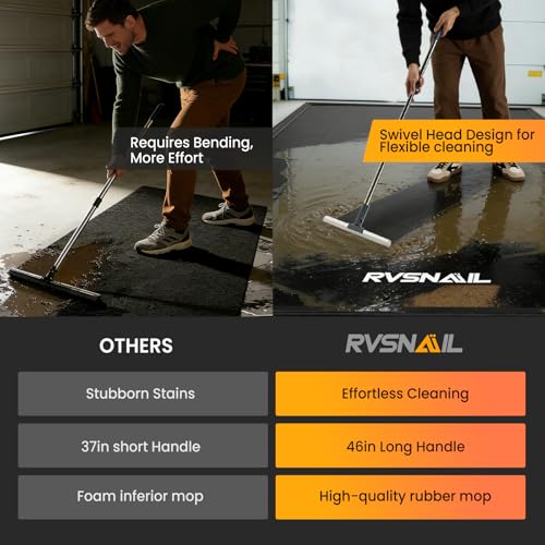 7'9''x16' Heavy Duty Garage Floor Mat, 1.2inch Thick Containment Mats, Waterproof PVC Matwith High Elastic Sponge Column, Non-Slip Surface, Parking Mat with a Squeegee - size: 7'9"x16'