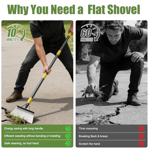 Floor Scraper Long Handle Heavy Duty, 74" Metal Ice Scraper for Driveway, Multifunctional Weed Scraper for Weed Cleaning Edging Trenching & Removing Snow Ice Dirty Moss - size: 74 inch