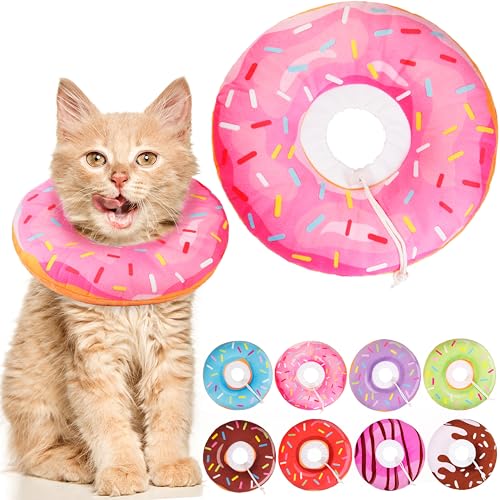 Cat Cone Collar Soft, Adjustable Cat Recovery Collars Spay Cones to Stop Licking, Cute Kittens Donut E Collar After Surgery, Anti-Lick Wound Healing Elizabetan Collars for Kittens (Pink, Small) - color: Pink, size: Small
