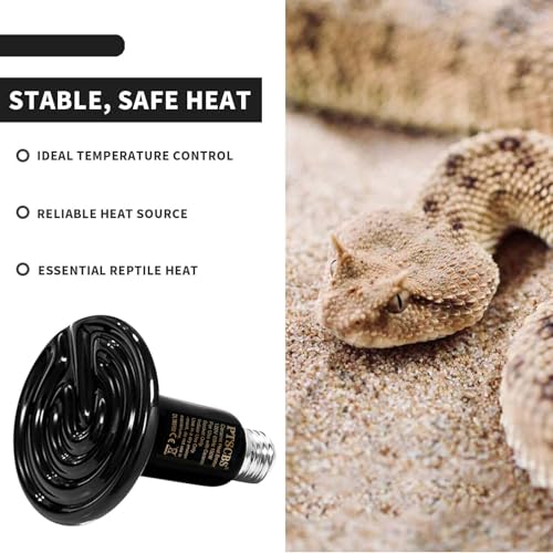50W Reptile Heat Lamp(2 Packs)-Ceramic Heat Emitter for Reptiles Amphibian Pet Brooders Chicken Incubation, and Terrariums Turtle Lizard Bearded Dragon Snake E26 - size: 50 Watts