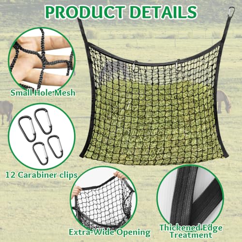 YedsIntu 3 Pcs Hay Bags for Horses, Slow Feed Hay Nets for Horses Goat Sheep, Large Capacity Hay Feeder for Stall, Trailer, Pasture (Black) - size: 3PCS-Black