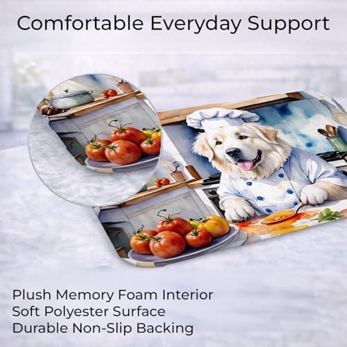 Caroline's Treasures Great Pyrenees The Chef Memory Foam Kitchen Mat Machine Washable Anti-Fatigue Mat Cushion Comfort Bath Mat or Kitchen Rug - color: Great Pyrenees 6261