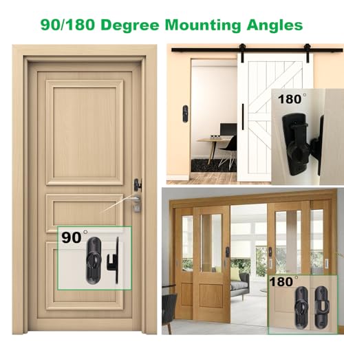 90/180 Degree Upgrade Barn Door Lock Latch, Heavy-Duty Zinc Alloy Thickened Barn Door Latch, Pocket Door Latch for Flip or Sliding Door, Keep Families Safety Gate Latch Lock, for Bathroom, Cabinet