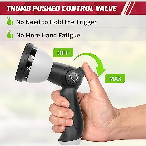 AUTOMAN Garden Hose Nozzle - 10 Adjustable Spray Patterns, Thumb Flow Control Hose Sprayer, Water Hose Spray Nozzle for Plants Watering, Car Washing, Window Cleaning, Pets Bathing, Outdoor Fun, Black - color: Black