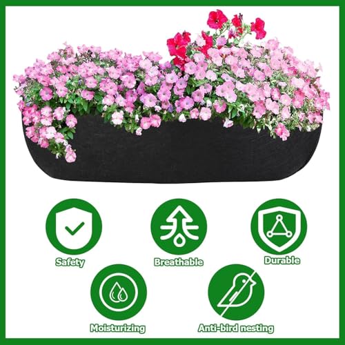 Planter Liners for Window Box, 30 Inch 4Pcs Non-Woven Plant Inserts | Outdoor Hanging Flower Box Liner, Plant Liner Replacement, Window Basket Trough Inserts, Breathable Garden Planter Accessorie - size: 30 Inch