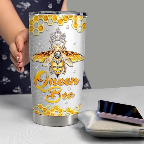 SANDJEST Bee Tumbler 20oz Jewelry Drawings Stainless Steel Insulated Tumblers Gifts for Women Girls Coffee Travel Mug Cup Gift for Birthday Christmas - color: Bee