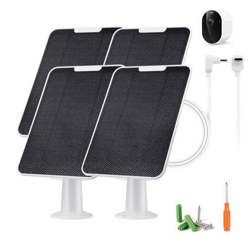 Solar Panel Charger Compatible with Arlo Pro 6/6 XL, 6V 5W Solar Panel for Arlo Pro Security Camera 2K HDR (6th Gen, 2025 Release), IP65 Weatherproof, USB-C Plug, 9.8ft Cable Secure Wall Mount, 4 Pack - size: for Arlo Pro 6-4 Pack