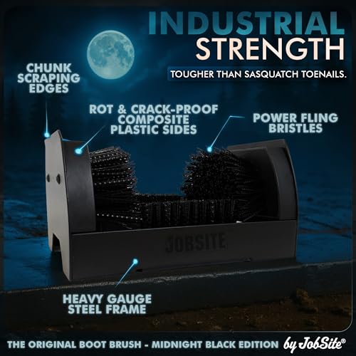 JobSite Midnight Black Boot Scrubber - The Original Shoe Scraper Brush - Mounting Shoe Cleaner - Sasquatch Strong - color: Midnight Black - 1 Pack, size: 1 Pack