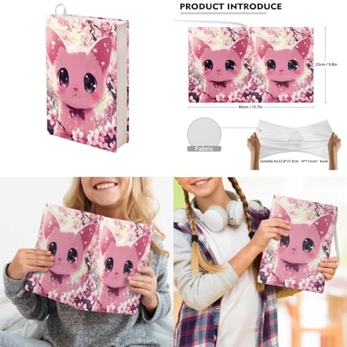 Upetstory Cherry Blossom Cat Backpack for Girls 6-8 10-12 Cute School Bookbag Elementary Kindergarten Preschool School Bag Lunch Box Pencil Case Water Bottle Sleeve Book Cover Children Daypack - color: Cherry Blossom Cat