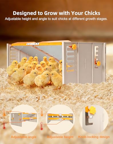 Chick Brooder Heating Plate - Briidea 80W Brooder Heater with 110–130℉ Constant Heat, 10 PET Cleaning Film, Adjustable Height & Angle, Warmth Like Mother Hen for 30 Small Poultry - color: Large Fence Style