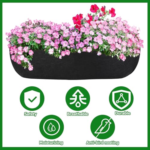 Planter Liners for Window Box, 24 Inch 4Pcs Non-Woven Plant Inserts | Outdoor Hanging Flower Box Liner, Plant Liner Replacement, Window Basket Trough Insert, Breathable Garden Planter Accessories - size: 24 Inch