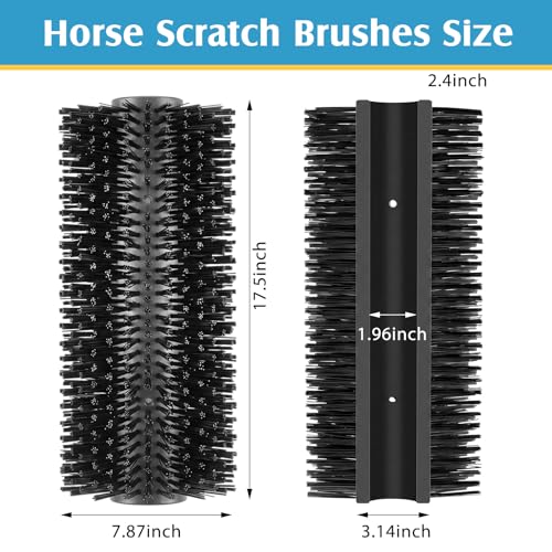 3 Pack Livestock Scratching Brush, Black | Animal Scratcher, Itch Relief Grooming, Horse Goat Cow Scratcher, Fence Post Mounting, Durable Bristles, Farm Livestock Care - color: Black