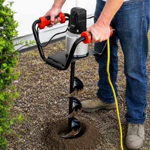 XtremepowerUS 1500W Electric Post Hole Digger Earth Auger Dig Hole Fence Post Hole Digging, Tree Planting with 6" Digging Auger Bit Set, 3/4" Shaft