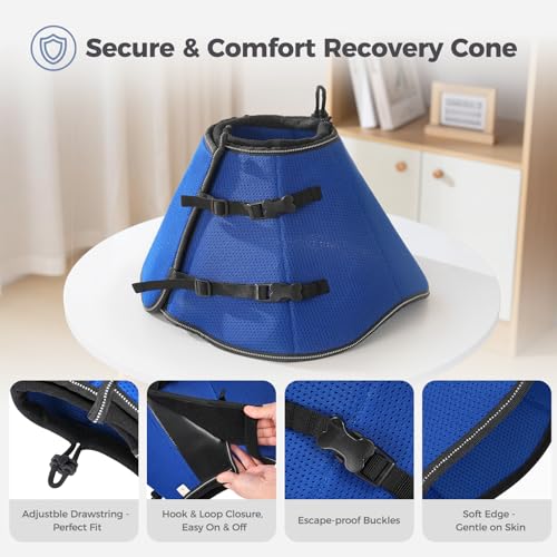 Avont 2026 Upgraded Dog Recovery Collar, Breathable Elizabethan Collar, M | Soft Dog Cone Alternative After Surgery to Stop Licking, Foldable/Adjustable/Secure-Fit for Medium Large Dogs, Blue - color: Blue, size: M Neck:(11.8"-13.8") Depth:(9.1")