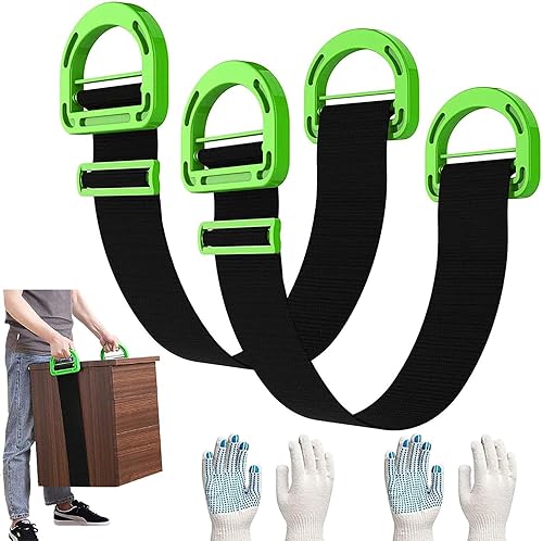 Moving Straps,2 Pack 1-Person Adjustable Handle Moving Lifting Strap for Moving Furniture, Appliances, Objest Up to 600lbs | 2 Pack 1-Person 2 Mover Lifting Strap for Moving Furniture, Appliances, Objest Up to 600lbs - color: Green-1Person Straps
