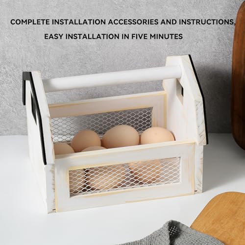 Egg Basket for Gathering Fresh Eggs, Farmhouse Wood Egg Collecting Basket, Egg Basket Countertop. ZSHLXM - color: White, size: Medium