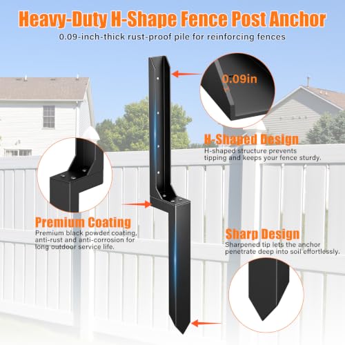6 Pcs Fence Post Repair Kit,4×4/6x6 Fence Post Support,Heavy Duty Post Anchor Ground Spike with Double-Layer Thickened Fence Post Anchor & Stakes for Repair Tilted, Broken Wood Fence Post - size: Split
