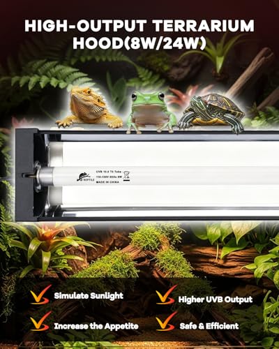 UVB Light for Reptile 8W, T5 UVB Reptile Light Fixture HO Combo Kit with Test Sensor Cards, 12" High Output Reptiles Light Bar UVA UVB Desert Lamp for Turtle Lizard Bearded Dragon Tank - color: 8w-12.2in Black
