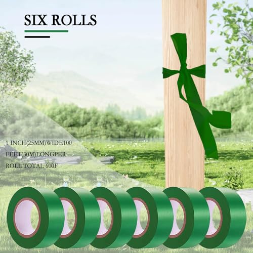 6 Pack Dark Green Flagging Tape, Non-Adhesive Marking Tape, 1"*600ft | Plastic Ribbon Neon Marking Roll for Tree Marking, Hunting, Boundaries and Hazardous Areas,Trail Marking - color: Dark Green