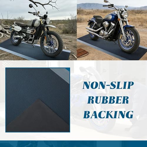 Drydiet Motorcycle Mat Garage Floor Rug Washable Parking Mats for Garage Floors Non Slip Oil Absorbent Pad Rubber Backing Layer Protects Floor(Metal Style,78 x 31 Inch) - size: 78 X 31 Inch, style: Metal Style