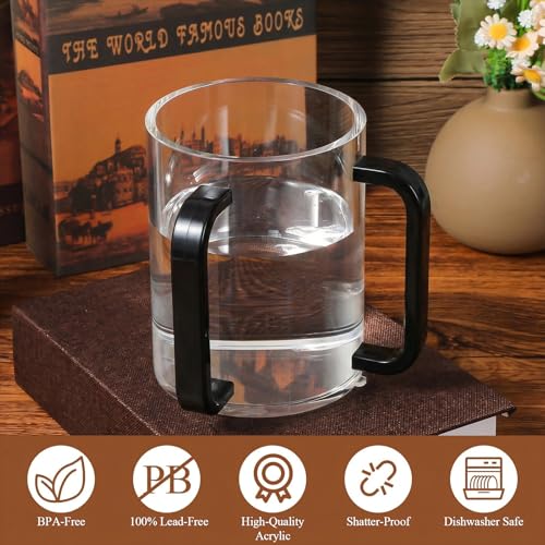 2 Pcs Judaica Hand Washing Cup with Dual Handles,5" Netilat Yadayim | Acrylic Clear Unbreakable Plastic,Washing Cups for Bathroom, Jewish Ritual Kohanim Holiday Gifts(black Handle) - color: black Handle
