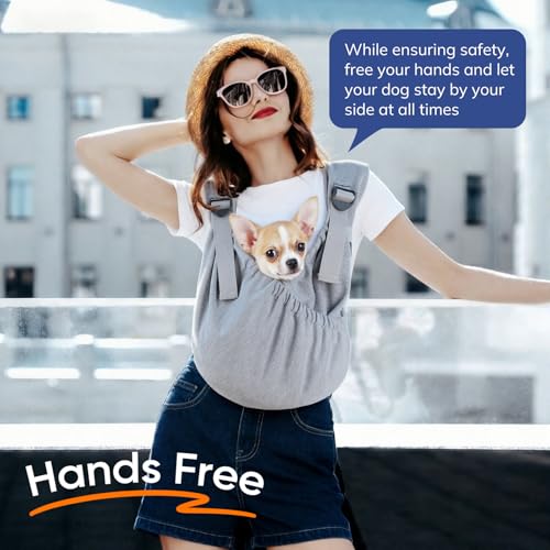 Supet Dog Sling Carrier for Pets, Adjustable Hands Free Front Chest Pouch | Reduces Back & Neck Pain Anti-Anxiety Backpack, 62% Cotton Blend Soft Bag, Fit Dogs, Cats, Puppy (Grey Plus 11-18Lbs) - color: Grey, size: Plus ( 11 - 18Lbs )
