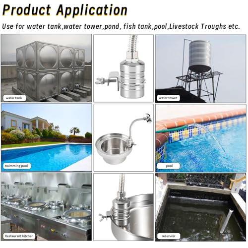 2-Pack Float Valve, 1/2" to 3/4'' 1" 304 Stainless Steel Fully Automatic Water Level Controller Water Float Valve for Water Tank,Pool,Water Tank, Livestock Troughs