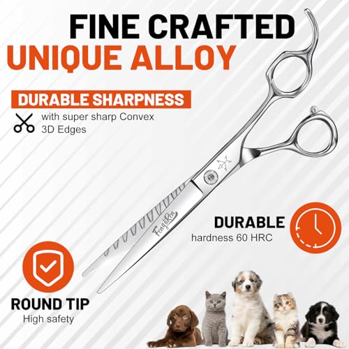 High-end Professional Dog Grooming Scissors Pet Grooming Shears 7 Inches Extremely Very Sharp Made Of Stainless Steel Alloy By Hand For Dog Cat Groomer - color: 7inch Shears