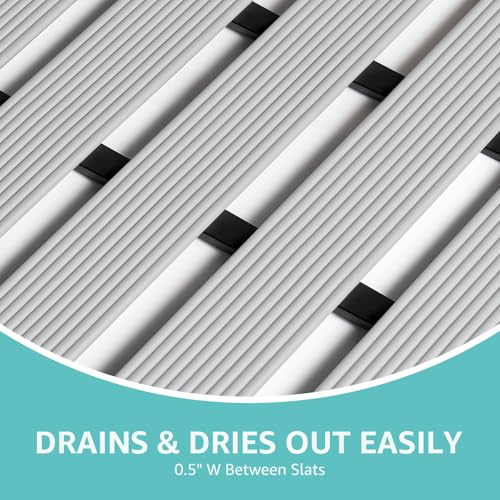 OTHWAY Large Shower Mat, 35.4 x 24 Inch No Suction Cup Shower Mat Non Slip, Quick Drain Shower Mats for Inside Shower, Heavy Duty PVC Shower Floor Mat, Curlable Shower Stall Mat (Light Grey) - color: Light Grey