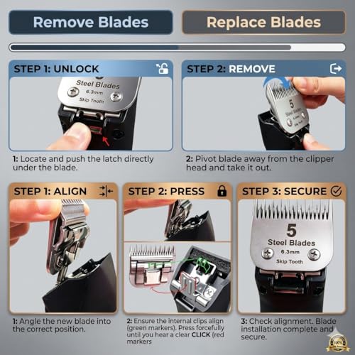 4 Skip Tooth Detachable Pet Dog Grooming Steel Blades,Compatible with Andis,Oster A5,Wahl KM10 Series Clippers,Cut Length 3/8-Inch (9.5mm)，1 Pack - size: 4 Skip Tooth-1 PCS