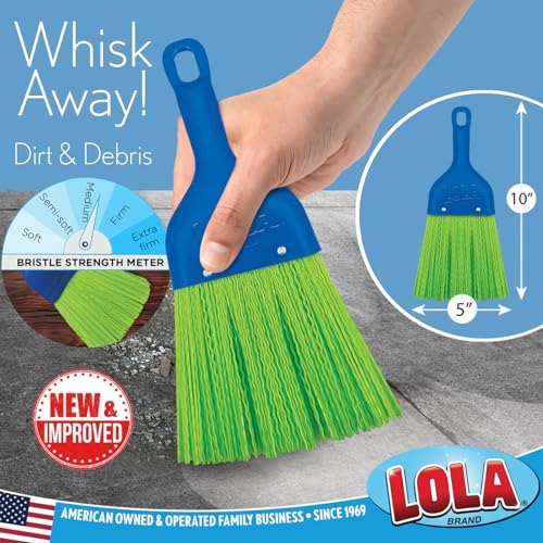 LOLA Whisk Broom, Hand Brush, 4 Pack Durable Bristles, Whisks Away Dirt & Debris, Compact, Hang Hole for Easy Storage, Indoor/Outdoor - size: 4 Pack, style: 2026 Model