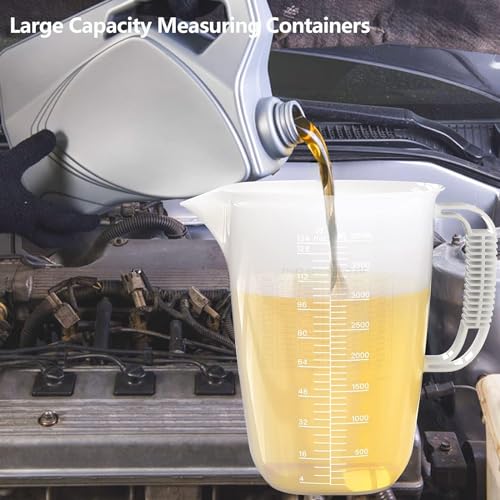 1 Gallon Measuring Pitcher-Convenient Conversion Chart,134oz Extra Large Plastic Measuring Cup-Strong Food Grade Material,Graduated Mixing Pitcher Great for Lawn,Pool Chemicals, Motor Oil and Fluids - color: 1 Gallon / 134oz - Translucent